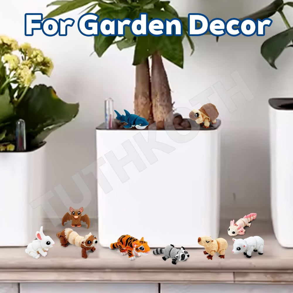 3D Printed Animal Figurines Set 21pcs, Mini Movable Joints Realistic Collectible Animal Statues for Adults, Home Office Desk Decoration Display & Gift