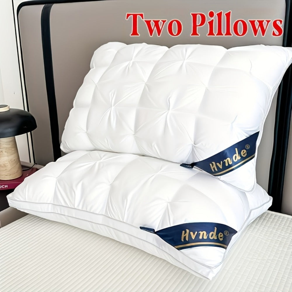 Hotel Quality Pillows 2-Pack, Luxury 5-Star Deep Sleep Neck Support, Non-Collapse Hypoallergenic Polyester Fill, All Season Cooling Bed Pillows Queen King