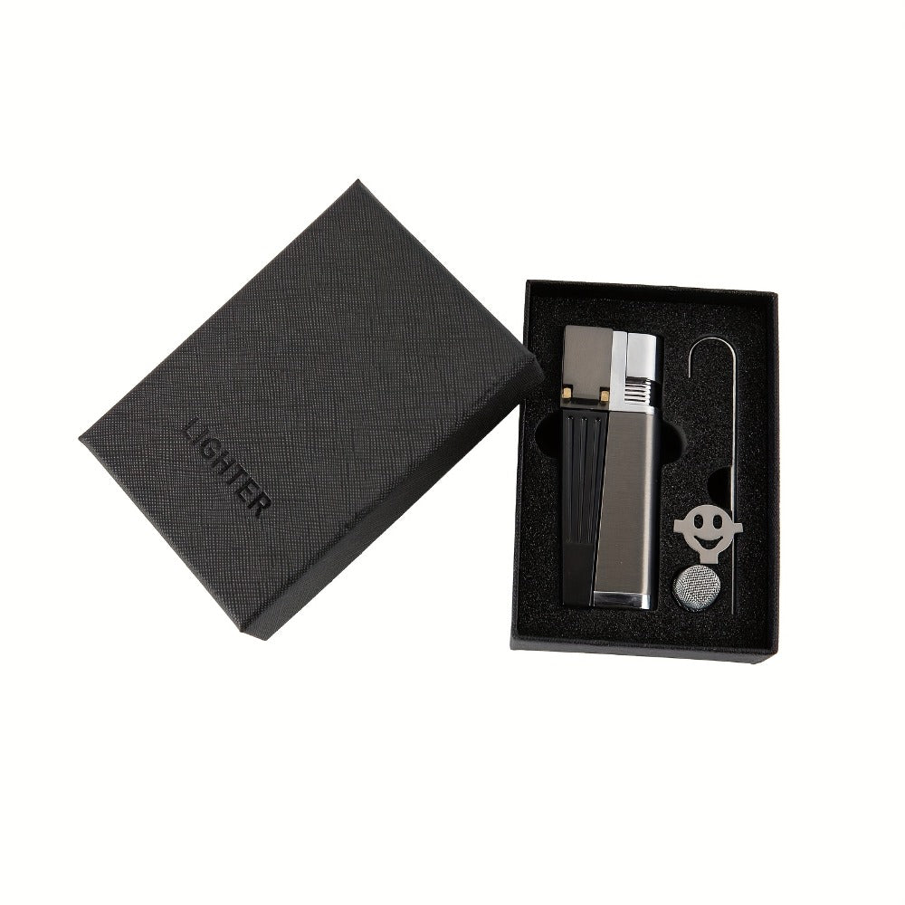 Folding Pipe Lighter Refillable 2-in-1 with Adjustable Flame, Metal-Crafted Durable Design, Gift Box Included ¨C Windproof Butane Lighter for Men, Outdoor, Christmas & Valentine¡¯s Day Gift