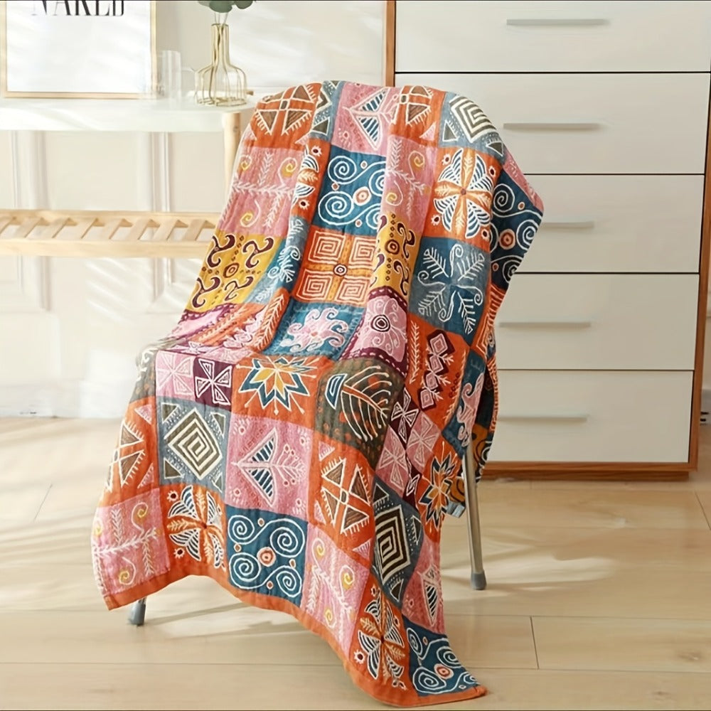 100% Cotton Bath Towel Soft Quick-Dry Absorbent Large Beach Towel, Not Pill Not Shed, Geometric Floral Design, 31x63 Inch
