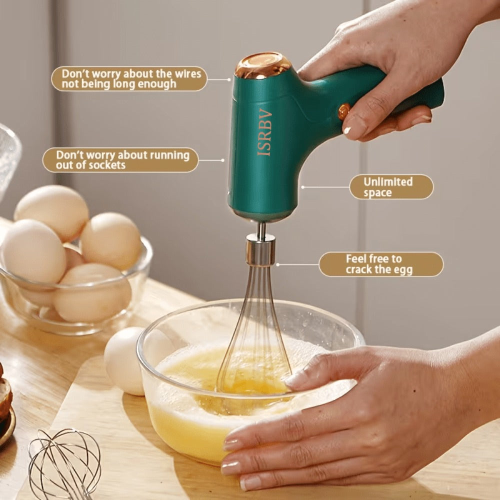 Cordless Electric Egg Beater & Cream Whipper - Handheld Stand-Up Portable Mixer for Cake Baking, Ice Cream & Whipping, Rechargeable Wireless Kitchen Mixer, Holiday Gift for Home Bakers