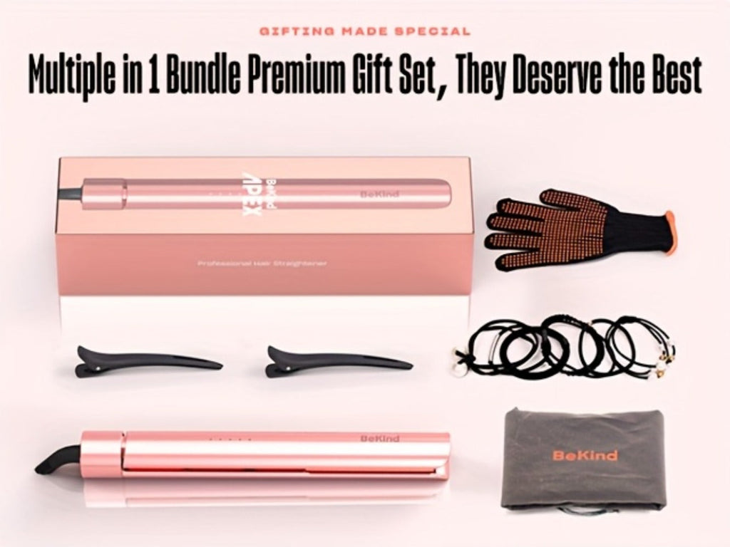 Hair Straightener Flat Iron 2-in-1 Curling Iron | 460¡ãF Professional Ceramic Plates | 15s Fast Heating | Temp Memory | UltraSmooth Anti-Frizz | Gift Set for Women Girls