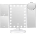 LED Tri-Fold Makeup Mirror with Touch Screen ¨C 1X/2X/3X/10X Magnifying Vanity Mirror, Flexible Adjustable Base, Lighted Travel Mirror for Makeup Desk, Bedroom & Bathroom | Gift for Women