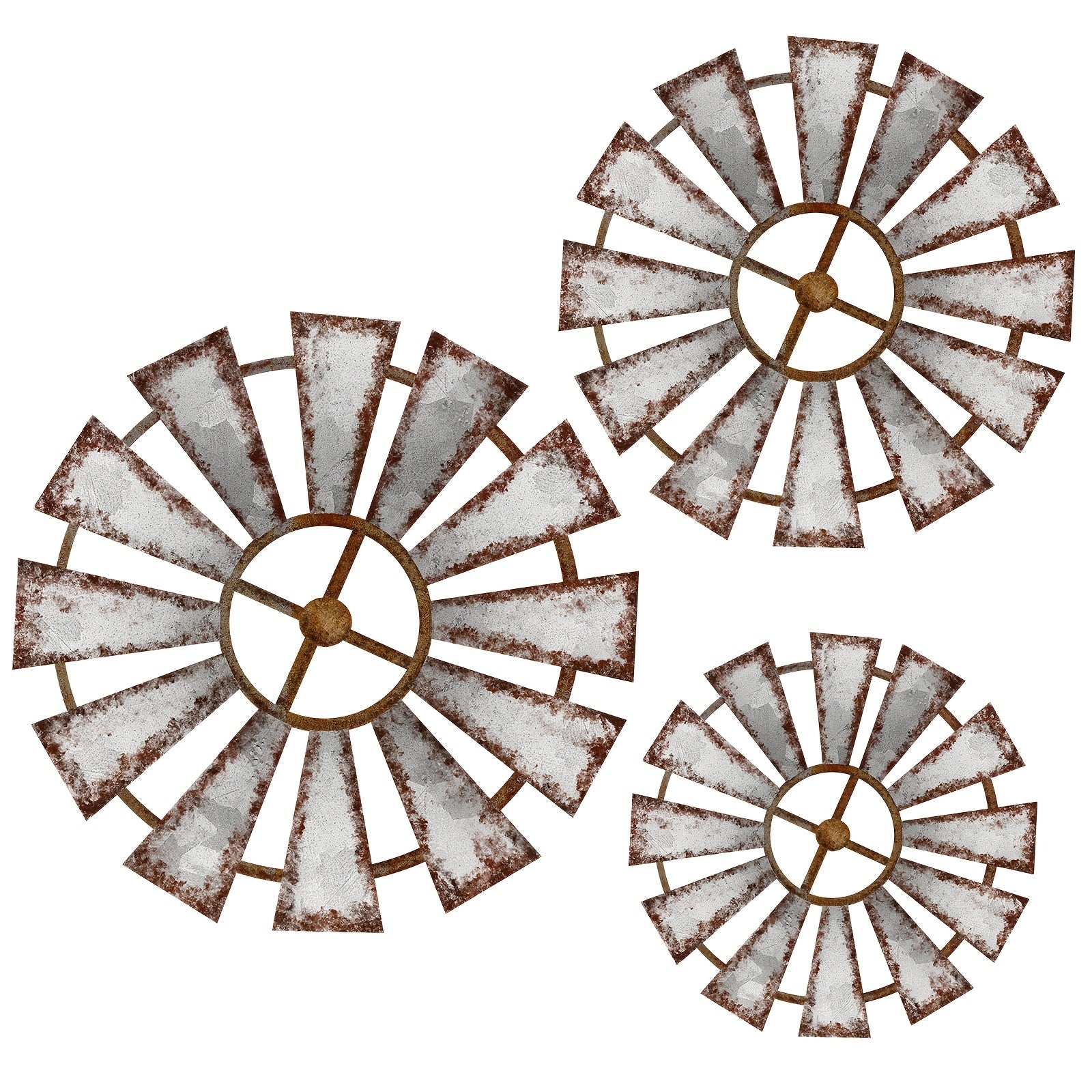 Bohemian Wood Windmill Wall Decor 3 Pack Rustic Wooden Wind Turbine Hanging Sculptures Farmhouse Wall Art for Living Room Bedroom Nursery Boho Home Decoration Indoor Outdoor Accent