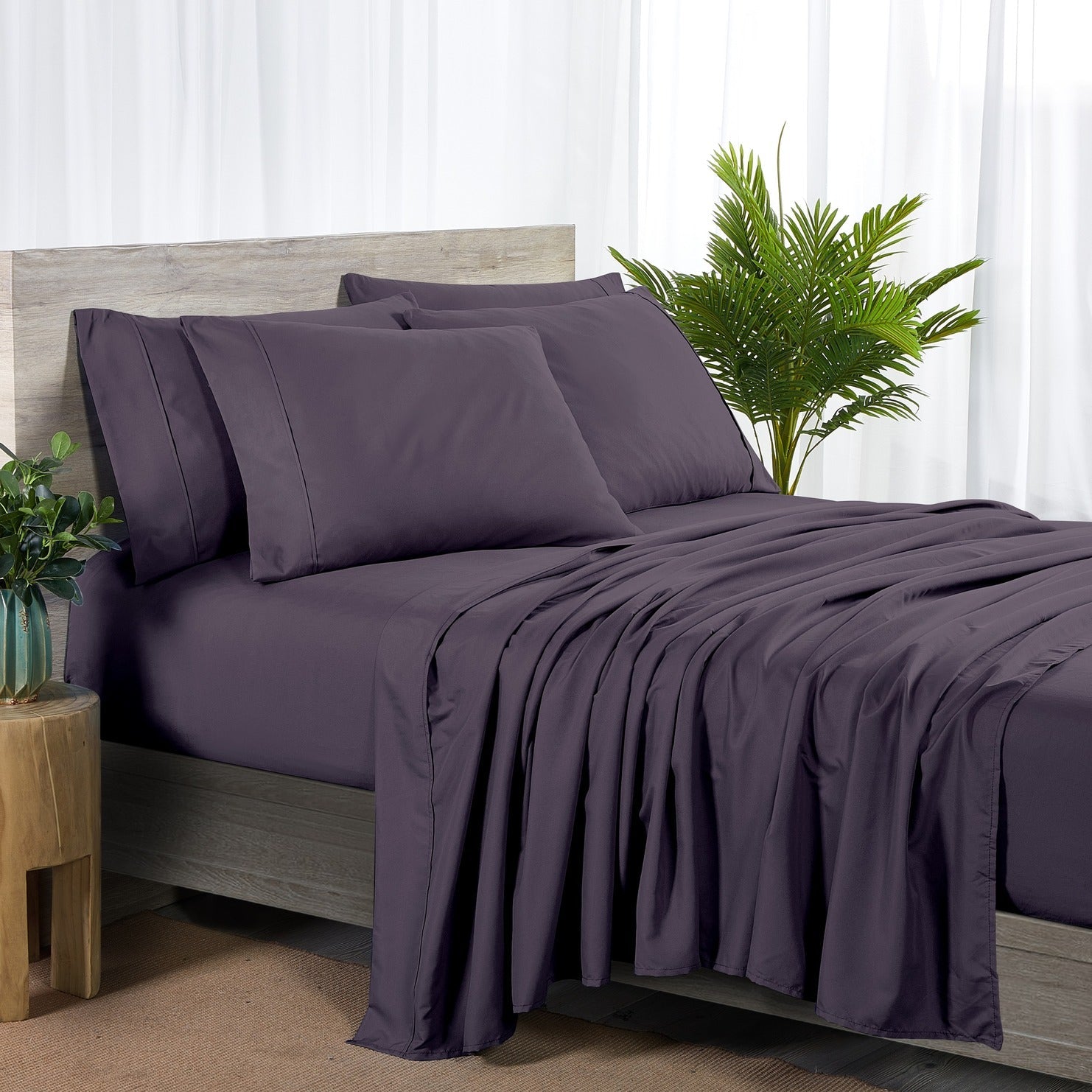 Bamboo Blend 6-Piece Sheet Set ¨C 2000 Thread Count SnugGrip Fitted Sheet 16¡± Deep Pocket Soft Wrinkle Resistant Twin Full Queen King Cal King