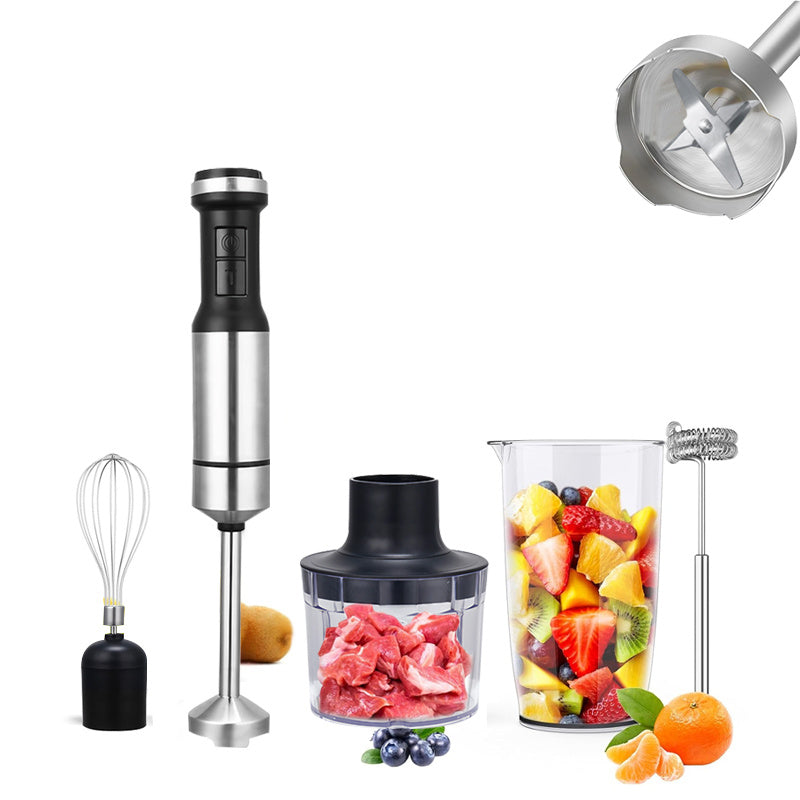 800W Immersion Hand Blender 5-in-1 Set ¨C Stainless Steel Stick Mixer with Whisk, Frother, 1000ml Cup & 450ml Food Chopper for Smoothies, Soup & More