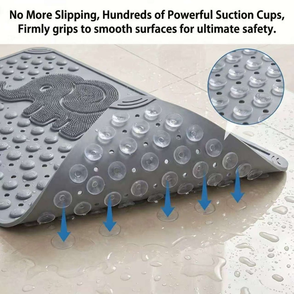 Non-Slip Bath Mat for Bathtub Shower with Suction Cups Extra Soft TPE Bathtub Mat Machine Washable Fast Draining Large 30x17 Inch Bathroom Mat for Tub