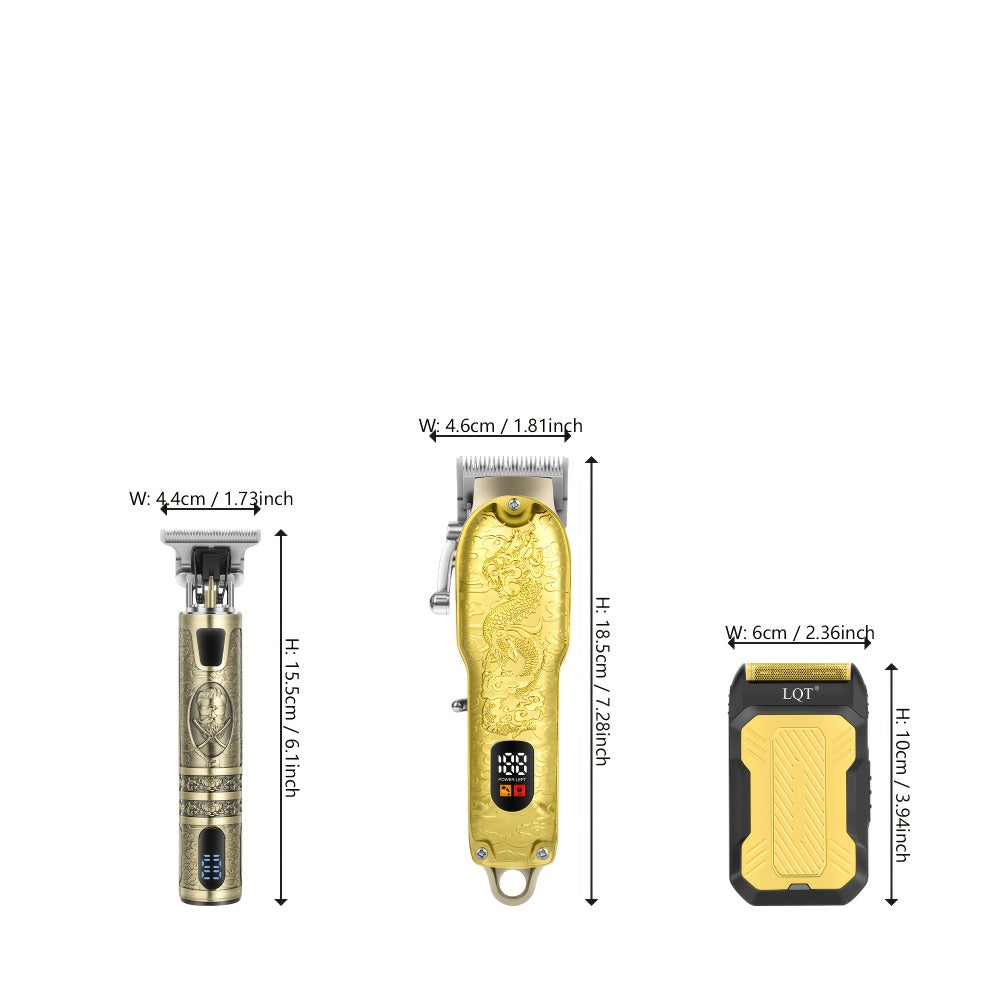 Hair Clipper Set for Men USB Rechargeable | Professional Electric Hair Trimmer with Oil Head Engraving | Retro Barber Clipper Kit 2pc 3pc | Gift Box Set for Valentine's Day, Festival & Grooming Gift
