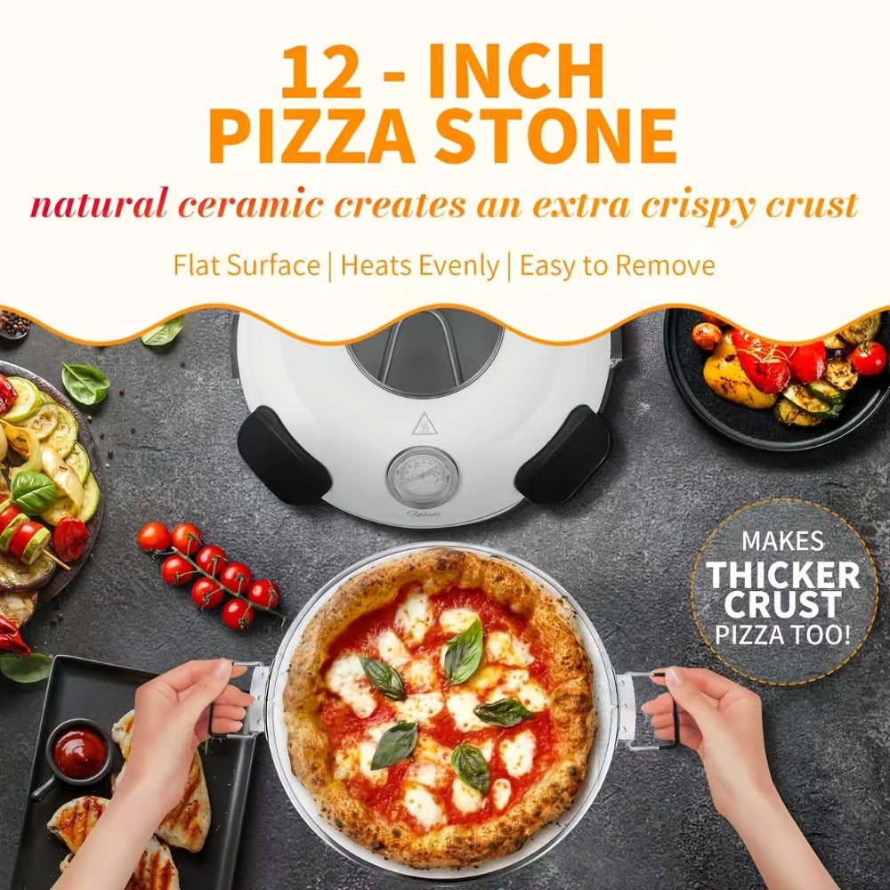 Indoor Pizza Oven Countertop ¨C 12-Inch Electric Pizza Maker Machine for Home Kitchen, Heats Up to 800¡ãF, Fast Baking Grill Oven with Even Heat Distribution, White