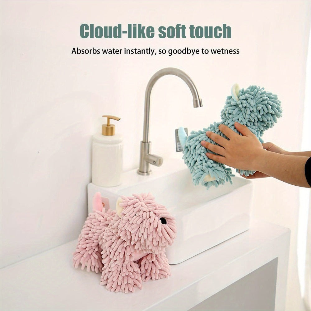 Microfiber Kitchen Towels Super Absorbent Cute Puppy Cartoon Design Dish Towels for Kitchen Bathroom Hand Towel Knit Fabric Quick Dry Blue Gray Pink Brown