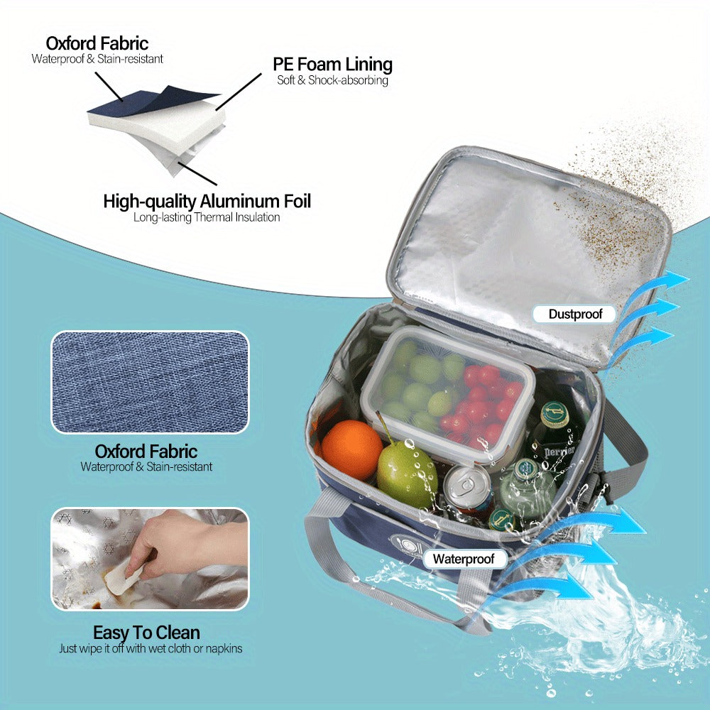 Insulated Lunch Bag Large Capacity Thermal Leakproof Lunch Tote with Shoulder Strap Heavy Duty Oxford Cloth Lunch Box Keeps Food Hot Cold for Work School Picnic Travel Adults Kids