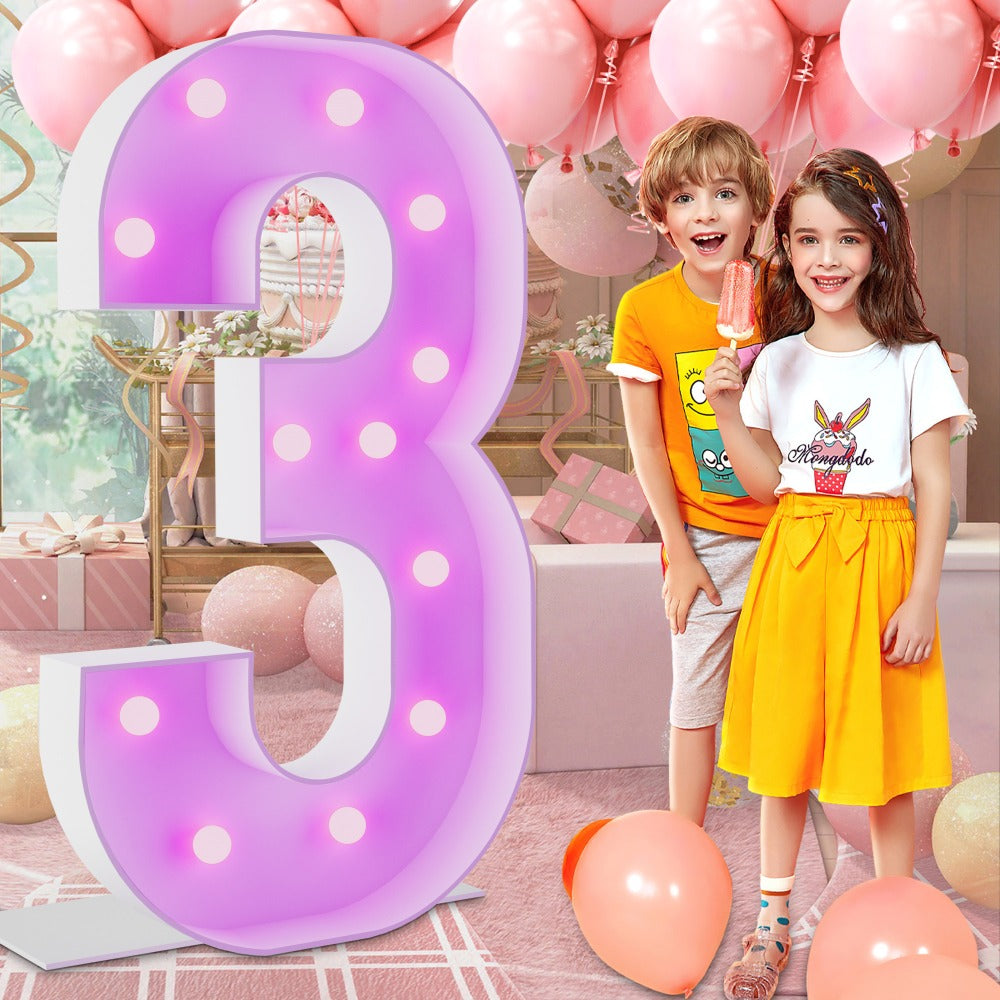 Marquee Number Lights 4 Feet Tall LED Light Up Numbers 0-9 20 for Birthday Party Anniversary Graduation Decoration 11 Colors 3 Flash Modes Foam Board String Lights Included