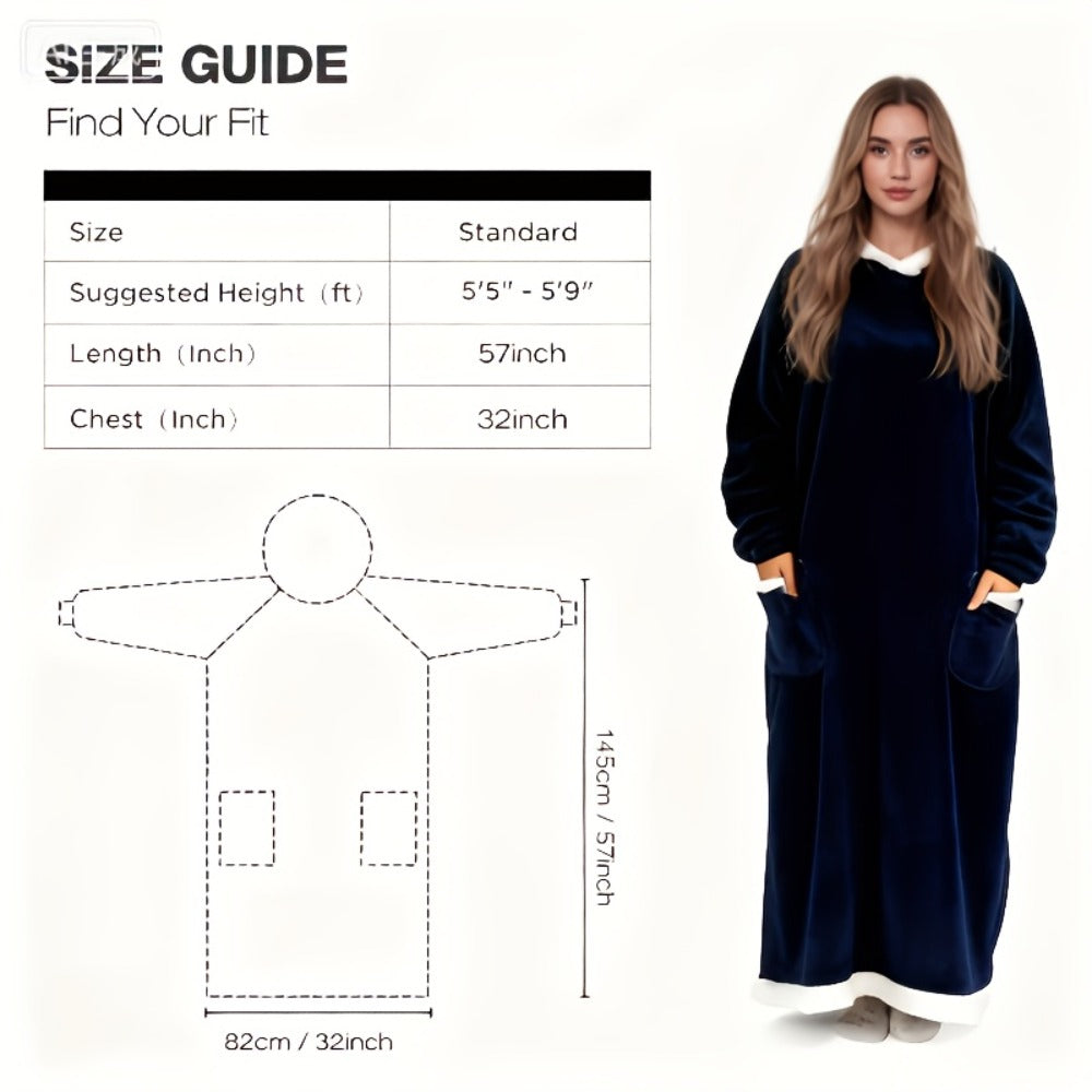 Oversized Wearable Blanket Hoodie Jacket ¨C 350-400gsm Thick Warm Suede Flannel, Hooded Pocket Lazy Coat for Women & Men, 5 Colors
