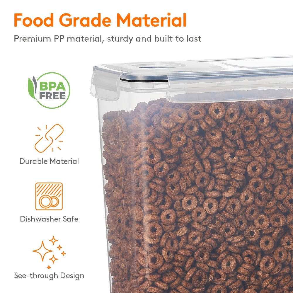 Airtight Food Storage Containers 4pcs 1.06gal Extra Large - BPA-Free Plastic Cereal Containers with Clip Lid for Pantry Organization Bulk Dry Food Sugar Kitchen