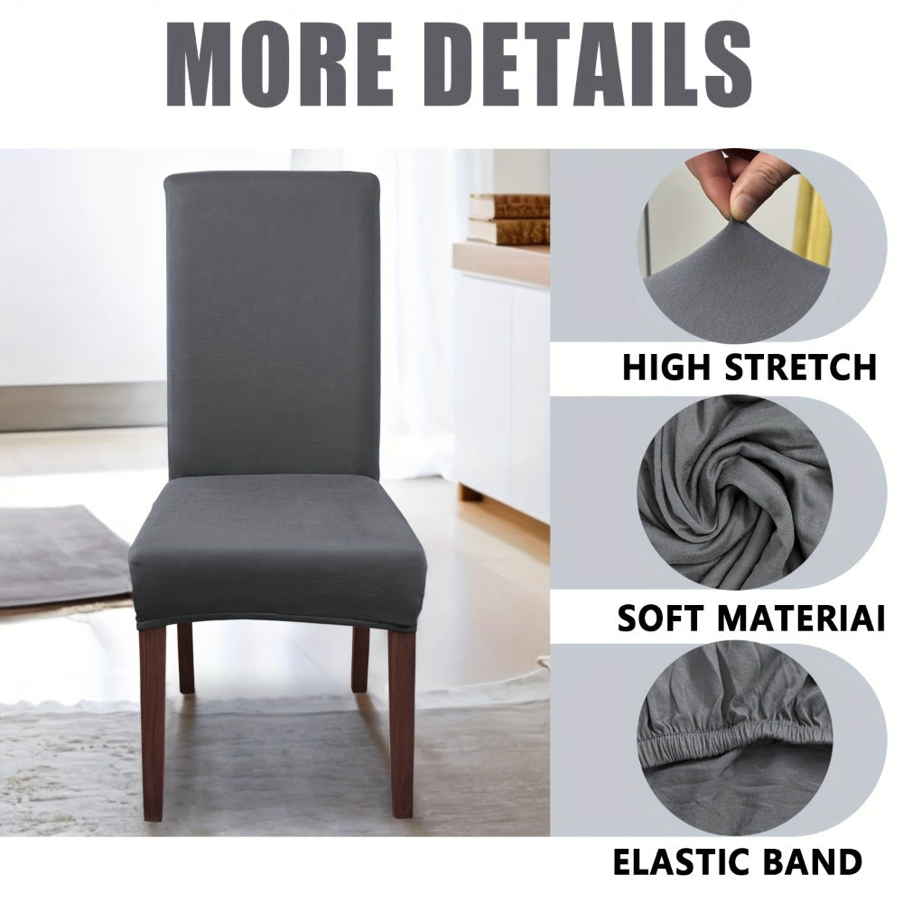 Silky Fiber Elastic Dining Chair Covers Set | Stretch Milk Fiber Slipcover, All-in-One Furniture Protector for Kitchen Wedding Office Hotel Living Room, 4pcs or 6pcs, 8 Colors