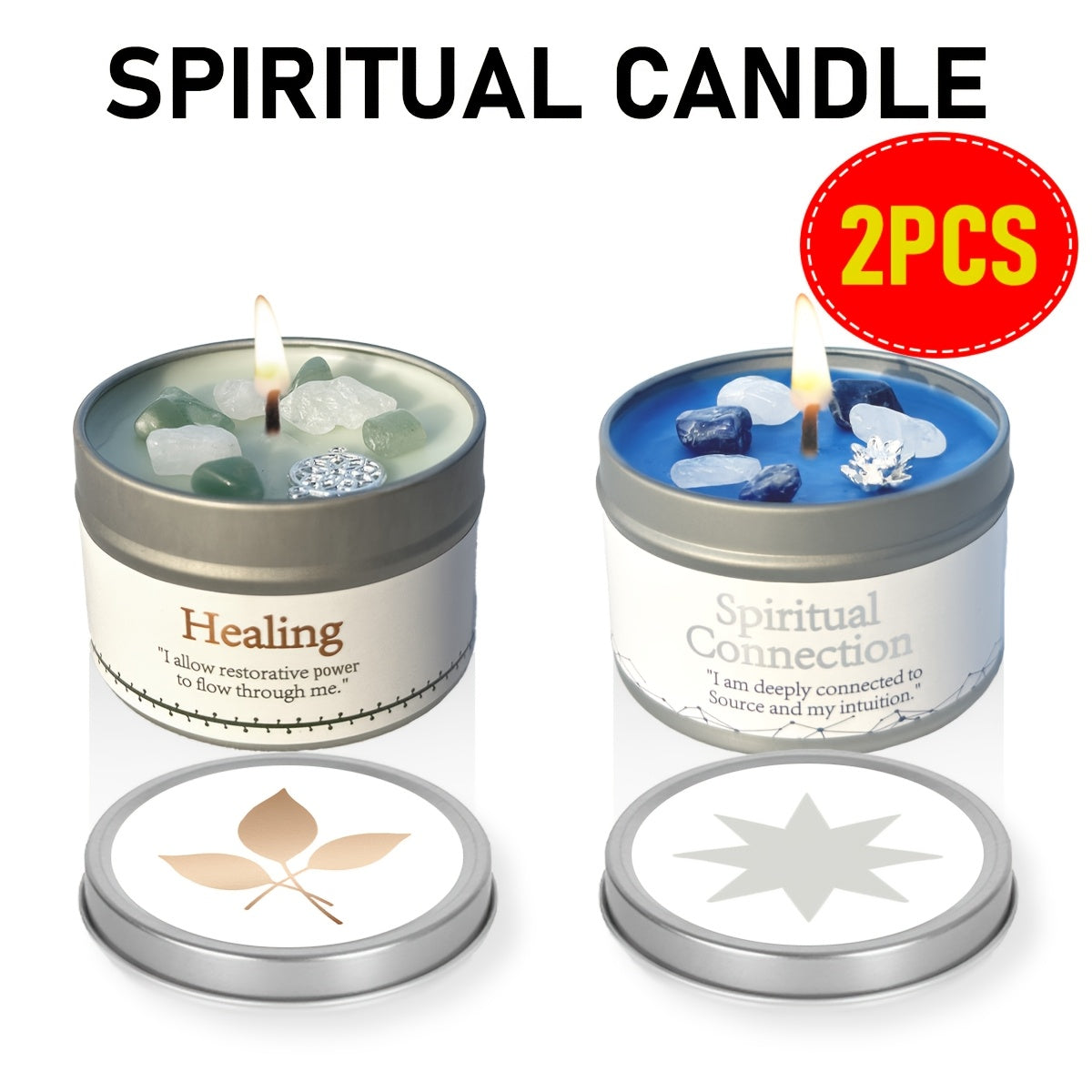 Manifestation Candles Scented Soy Wax with Crystal & Guidance Card for Meditation Yoga Focus | Law of Attraction Abundance Candle | Christmas Birthday Gift for Women