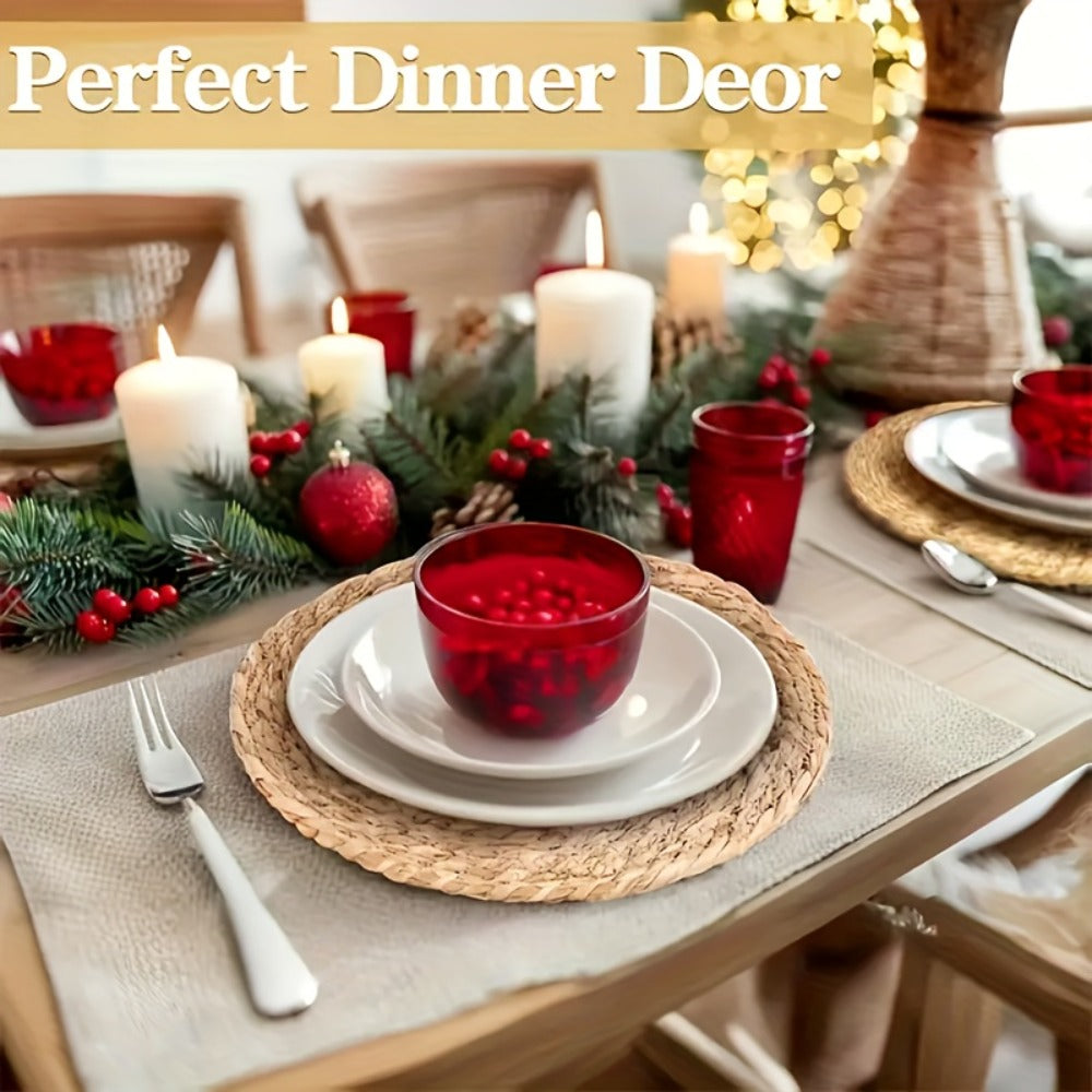 12pcs Rattan Placemats Natural Wicker Round Table Mats Heat-Resistant Non-Slip 11.8¡± Kitchen Dining Decor Bohemian