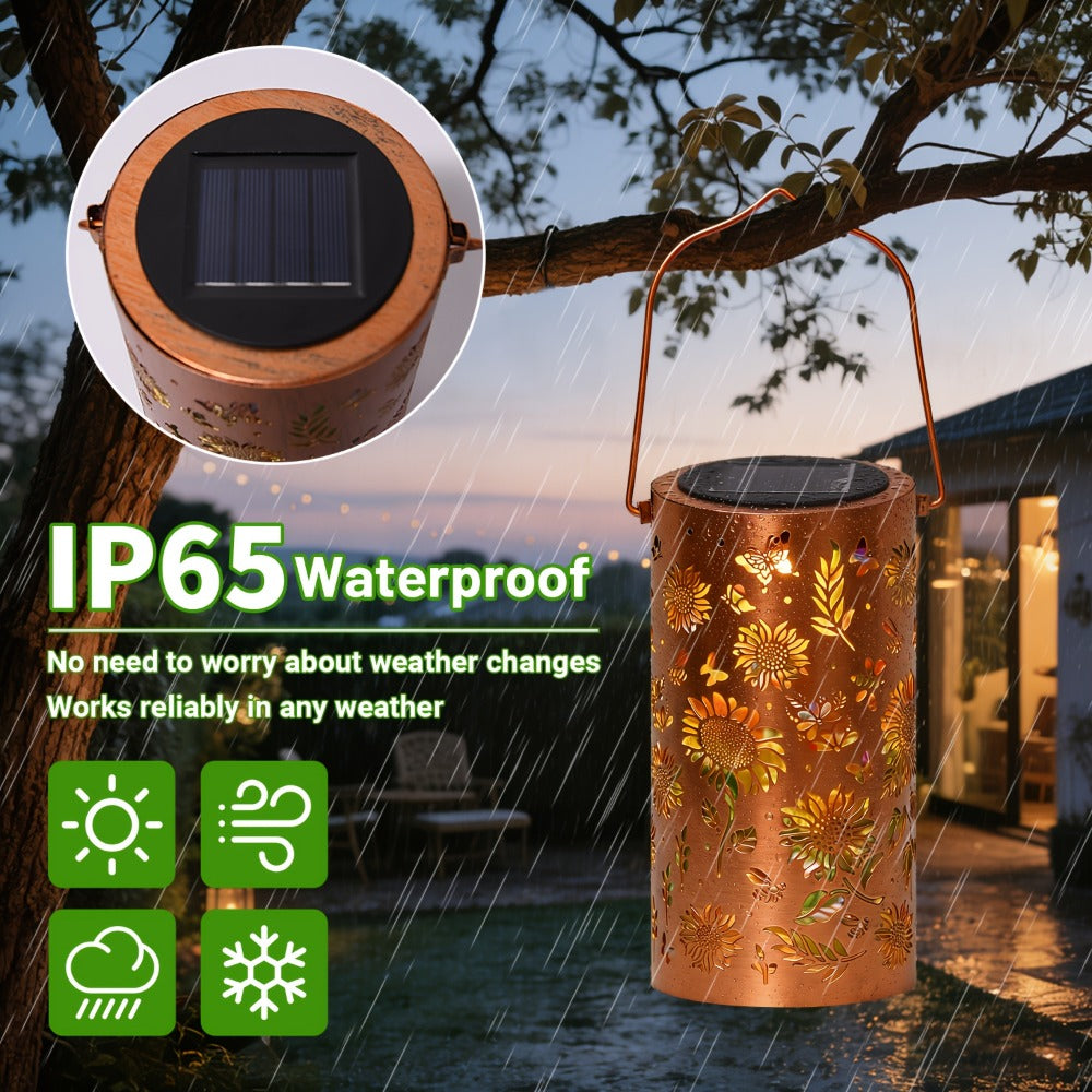 Solar Garden Lantern Outdoor IP65 Waterproof, Hummingbird Butterfly Sunflower Decorative Stake Light, Hand-Painted Solar Powered Yard Patio Porch Decor, Gift for Mom Grandma, Christmas Garden Decoration