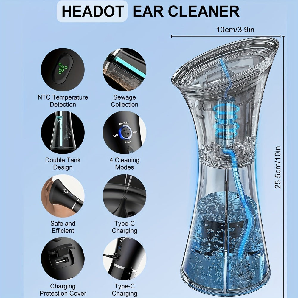 Electric Ear Wax Removal System ¨C Water-Powered Ear Irrigation Flusher, IPX7 Waterproof, Safe & Effective Ear Cleaning Tool for Wax Buildup