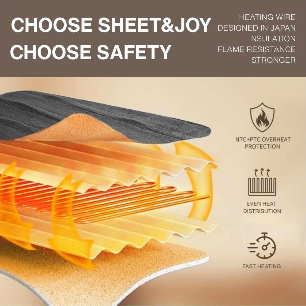 Electric Blanket with Temperature Control and Timer ¨C Extra Large Flannel Heated Blanket, 8 Levels 10-Hour Auto-Off, Machine Washable, PTC+NTC Overheat Protection, Throw Twin Full Queen King