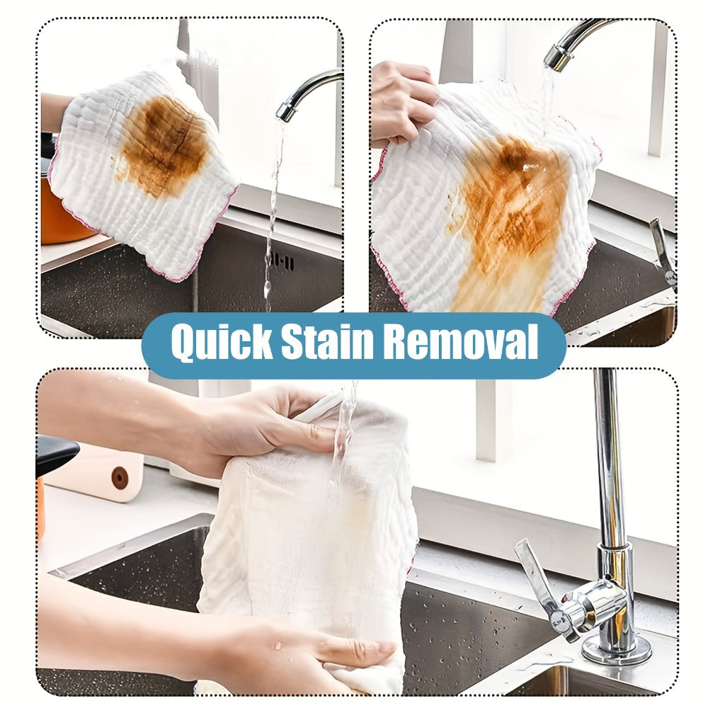 8pcs Cotton Dish Cloths Super Absorbent Reusable Kitchen Cleaning Towels Soft Dishcloths for Home Dining Room