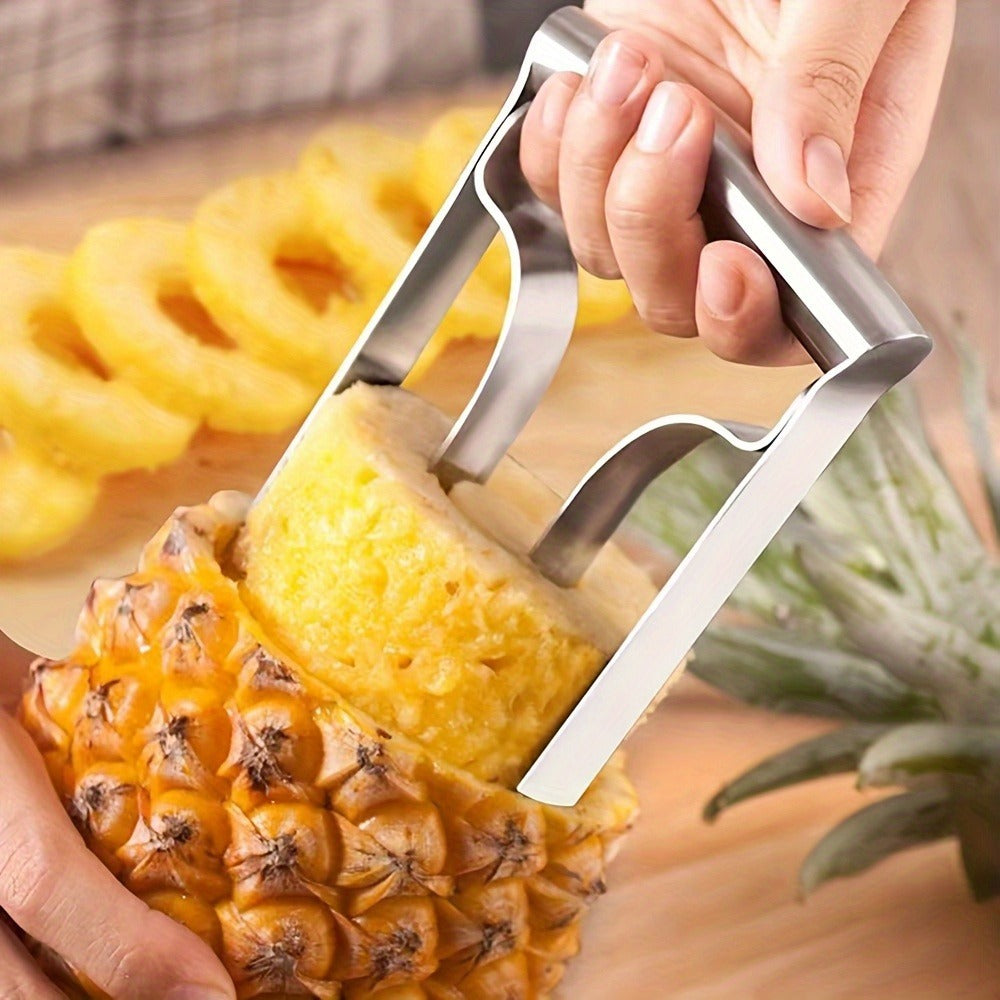 Pineapple Corer Slicer Stainless Steel ¨C Easy One-Step Pineapple Cutter with Comfortable Grip for Home Kitchen Restaurant Use, Removes Core & Slices into Rings (1pc / 2pcs)