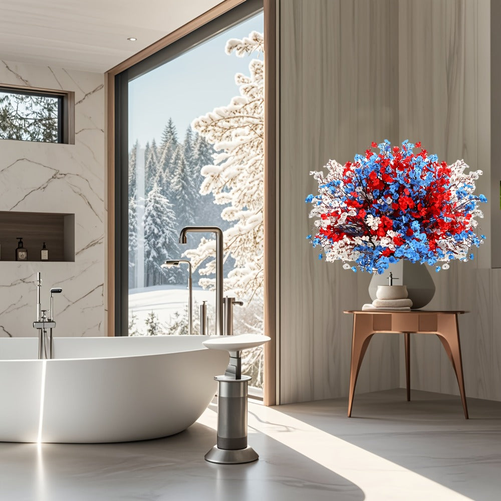 Artificial Baby's Breath Flowers 9pcs ¨C Red White Blue Gypsophila Fake Flowers for Independence Day, Patriotic Party, Home Decor, Tabletop & Seasonal Holiday Floral Arrangements