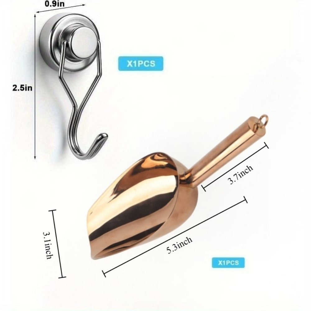 Ice Scoop Stainless Steel with Magnetic Hook Rose Gold Finish Compatible with GE Profile Opal Ice Maker Granular Ice Maker Unit Refrigerator Accessory for Ice Cubes Bars Parties Kitchen Gift