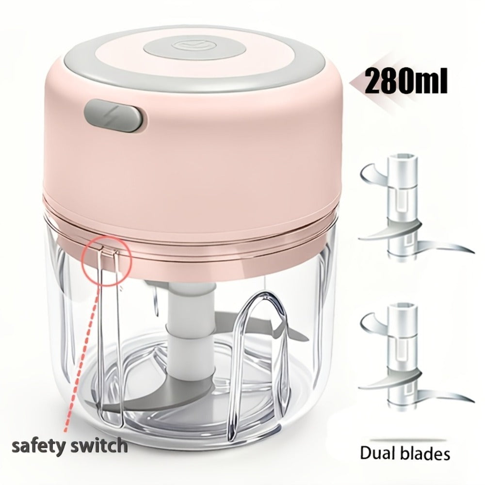 Mini Food Processor USB Rechargeable Electric Chopper 9.47oz ¨C Portable Wireless Meat Grinder & Blender for Garlic, Vegetables, Fruit, Ginger & Chili, Compact Kitchen Tool for Home Office Travel