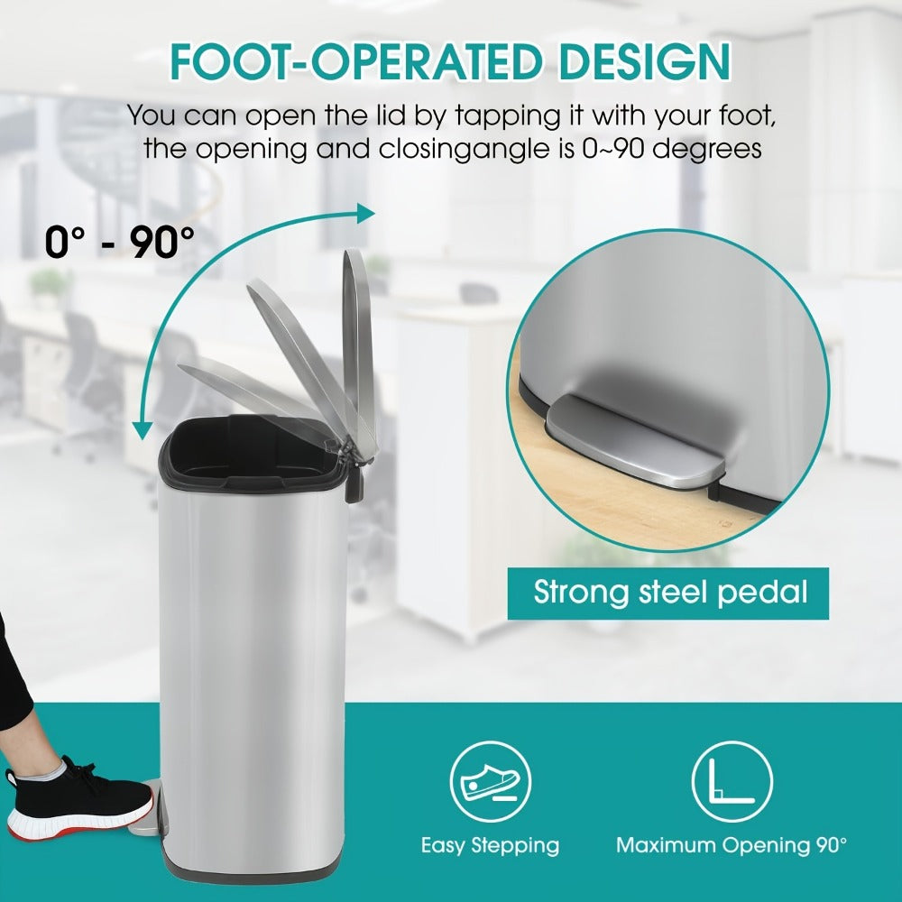 Stainless Steel Trash Can with Pedal & Removable Inner Bucket Fingerprint-Proof Kitchen Garbage Can with Hinged Lid ¨C 5L / 30L / 50L / 13 Gallon for Kitchen, Home & Office