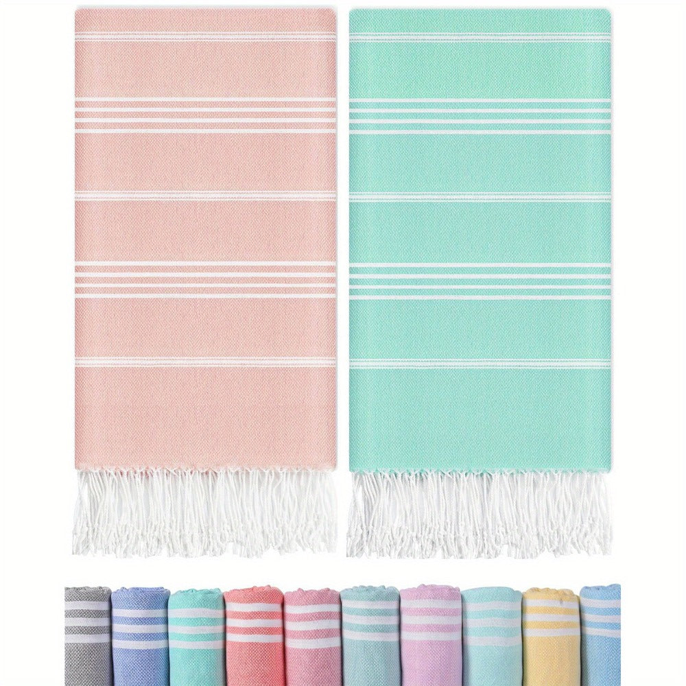 Turkish Beach Towels 2 Pack Sand Free Quick Dry Oversized Extra Large Lightweight Sandproof Compact Pool Swim Travel Camping Vacation Gift for Men Women Yellow Orange Blue Pink Purple Grey