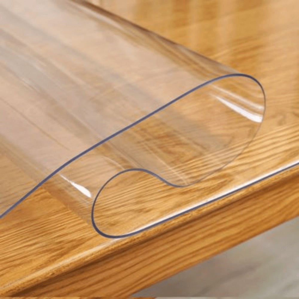 Clear PVC Tablecloth Table Protector 1.5mm Thick Transparent Table Cover Heat Resistant Scratch Resistant Waterproof Desk Mat for Dining Table Home Office Restaurant Coffee Table Multiple Sizes
