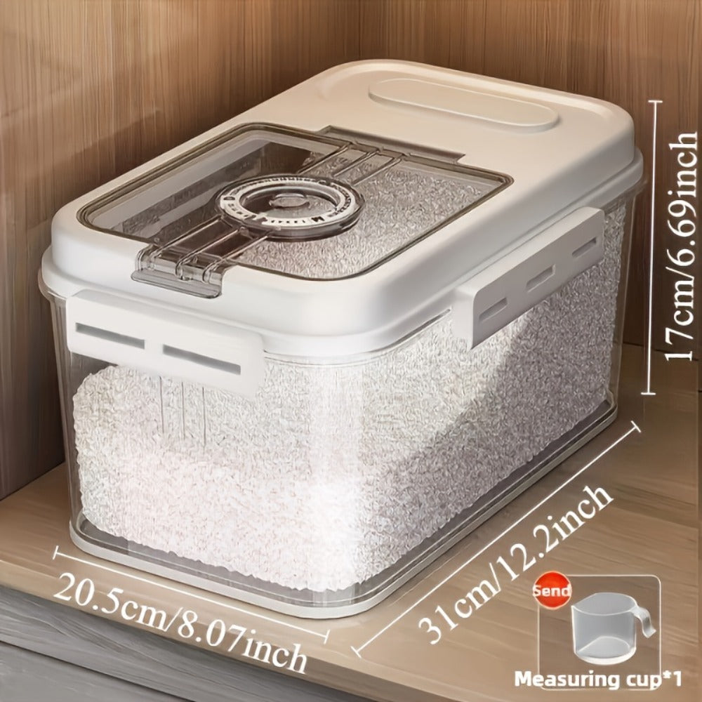 Airtight Food Storage Container Rice Canister - PET Square Flip Top Sealable Grain Dispenser Insect Moisture Proof Reusable for Kitchen Pantry Organization (2 Sizes)
