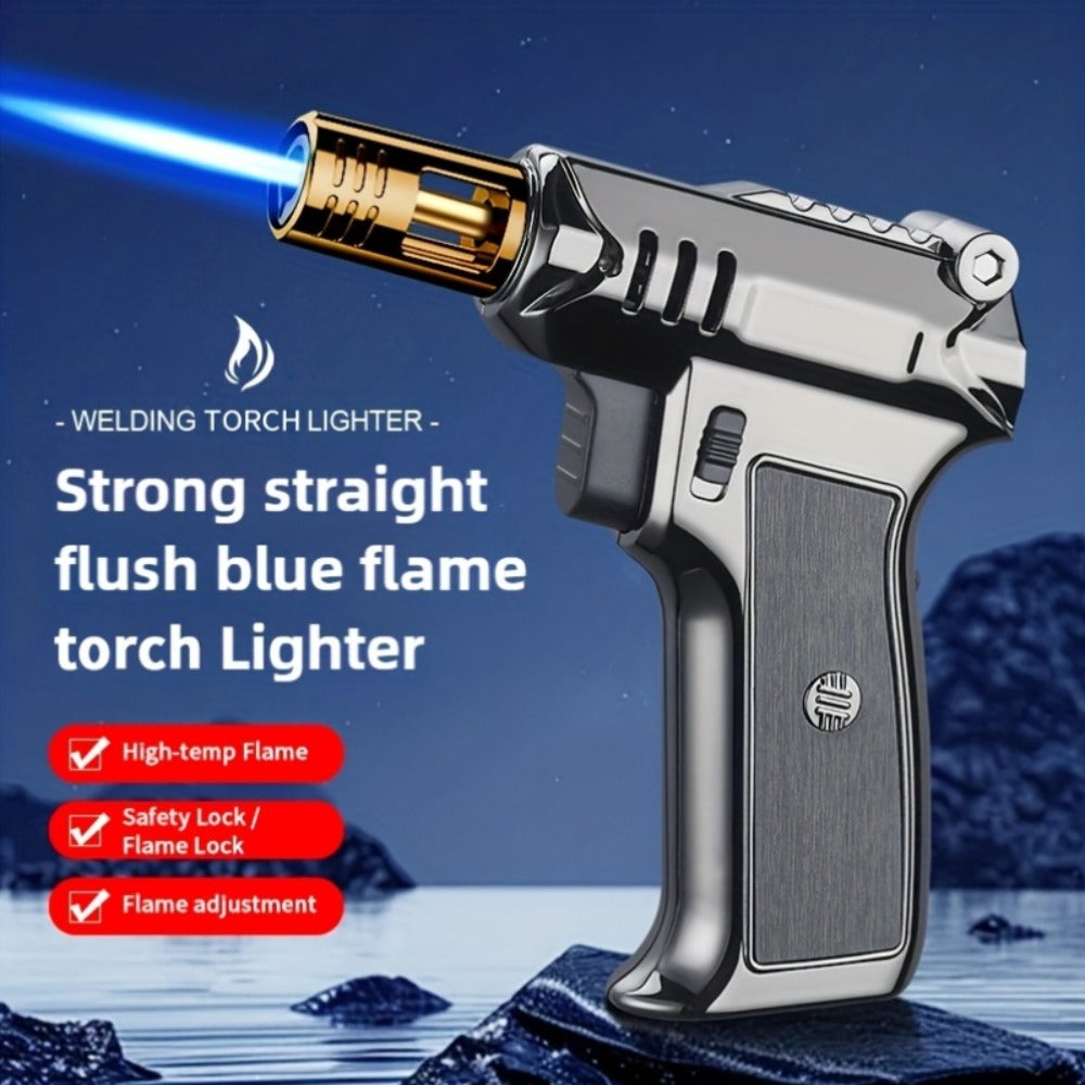 Kitchen Butane Torch Lighter with 6-Inch Flame ¨C Refillable Windproof Blow Torch with Safety Lock, Flame Lock & Tank Adapters, Adjustable Jet Flame for Cooking, Creme Brulee & BBQ (Butane Not Included)
