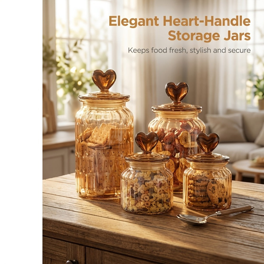 Airtight Glass Food Storage Jars with Clamp Lids 4-Set | 21.98oz & 47.34oz Clear Kitchen Canisters for Sugar, Flour, Coffee, Spices, Cereal & Grains