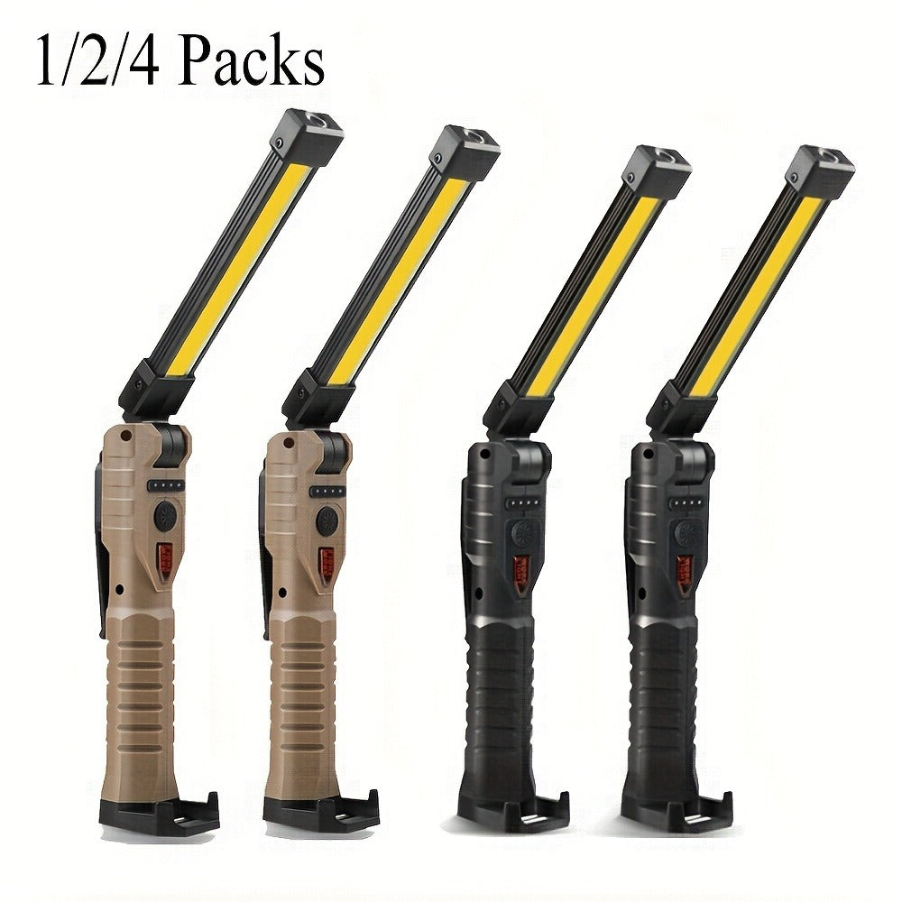 COB LED Work Light Magnetic Base Rechargeable USB 20000 Lumens 7 Modes 180¡ã Rotation Portable Hanging Flashlight with Built-in Battery Power Bank Function for Workshop Garage Car Repair 1/2/4 Pack