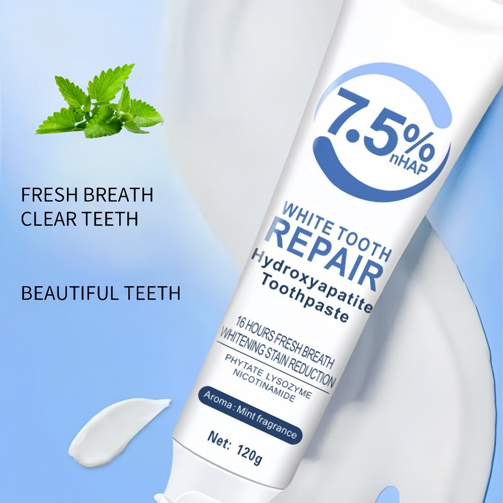 Hydroxyapatite Whitening Toothpaste 6 Pack - 7.5% Nano Deep Cleaning Gentle Non-Irritating Mint Fresh Breath Toothpaste for Sensitive Teeth, Daily Oral Care, Family & Travel Set