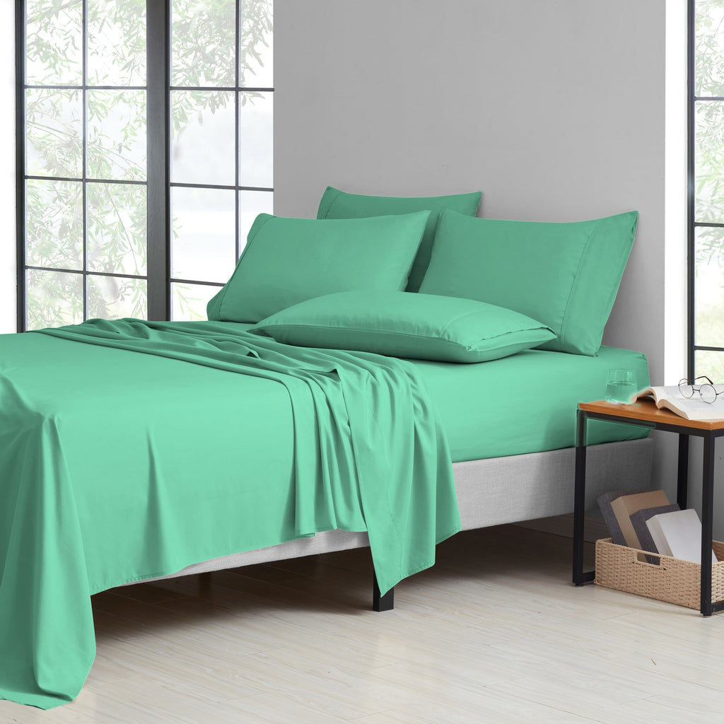 Bamboo Sheet Set 6 Piece Cooling Bed Sheets with Deep 16 Inch Pockets - 2000 Thread Count Microfiber Bamboo Blend Fitted Flat Sheets Pillowcases Twin Full Queen King Cal King