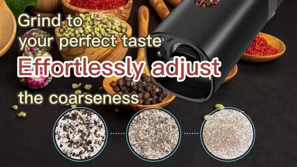 Electric Salt and Pepper Grinder Set 2-Pack Rechargeable with Charging Base & White Light - One-Hand Automatic Operation, Battery-Powered Salt Pepper Mill Set for Kitchen Cooking, Gift for Dad