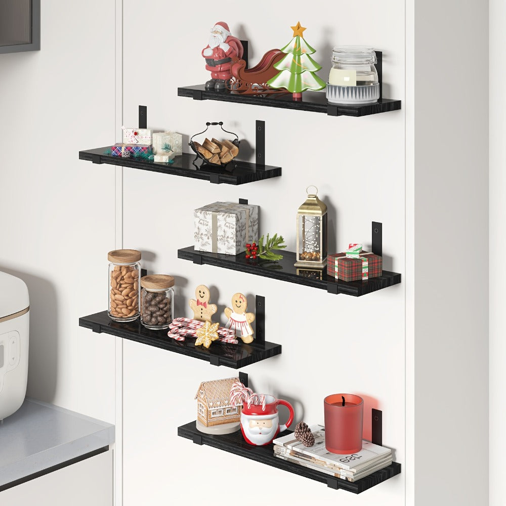 Floating Shelves Set of 5 Wall Mounted 4.7 Inch Tiered Display Shelves Vintage Style Wall Storage Rack for Bedroom, Living Room, Kitchen, Bathroom & Office ¨C Plant & Home Decor