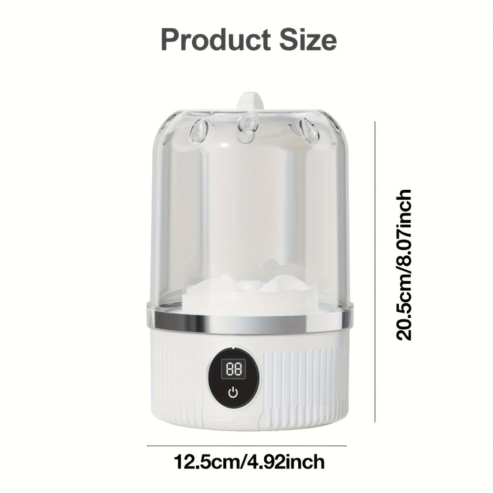Portable Mini Washing Cup One-Button Start 2 Modes Impeller Hand-Wash Simulation Space-Saving Electric Mini Washer for Travel Camping Dorms Small Spaces White