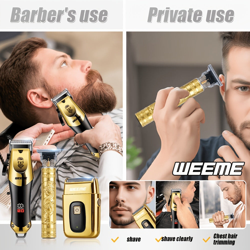 Beard Trimmer Set for Men - USB Rechargeable Hair Clipper & Grooming Kit with Battery Indicator, Comb Attachments, Epilator & Trimmer, 2/3/4 Piece Set for Travel Home Use, Father's Day Gift