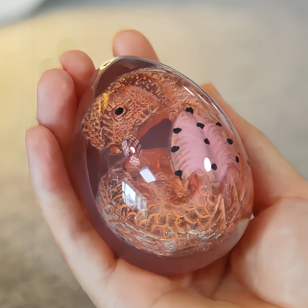Dragon Egg Statue Crystal Transparent Resin Dinosaur Egg Figurine Handcrafted Collectible for Fantasy Lovers Home Decor Shelf Display Birthday Gift