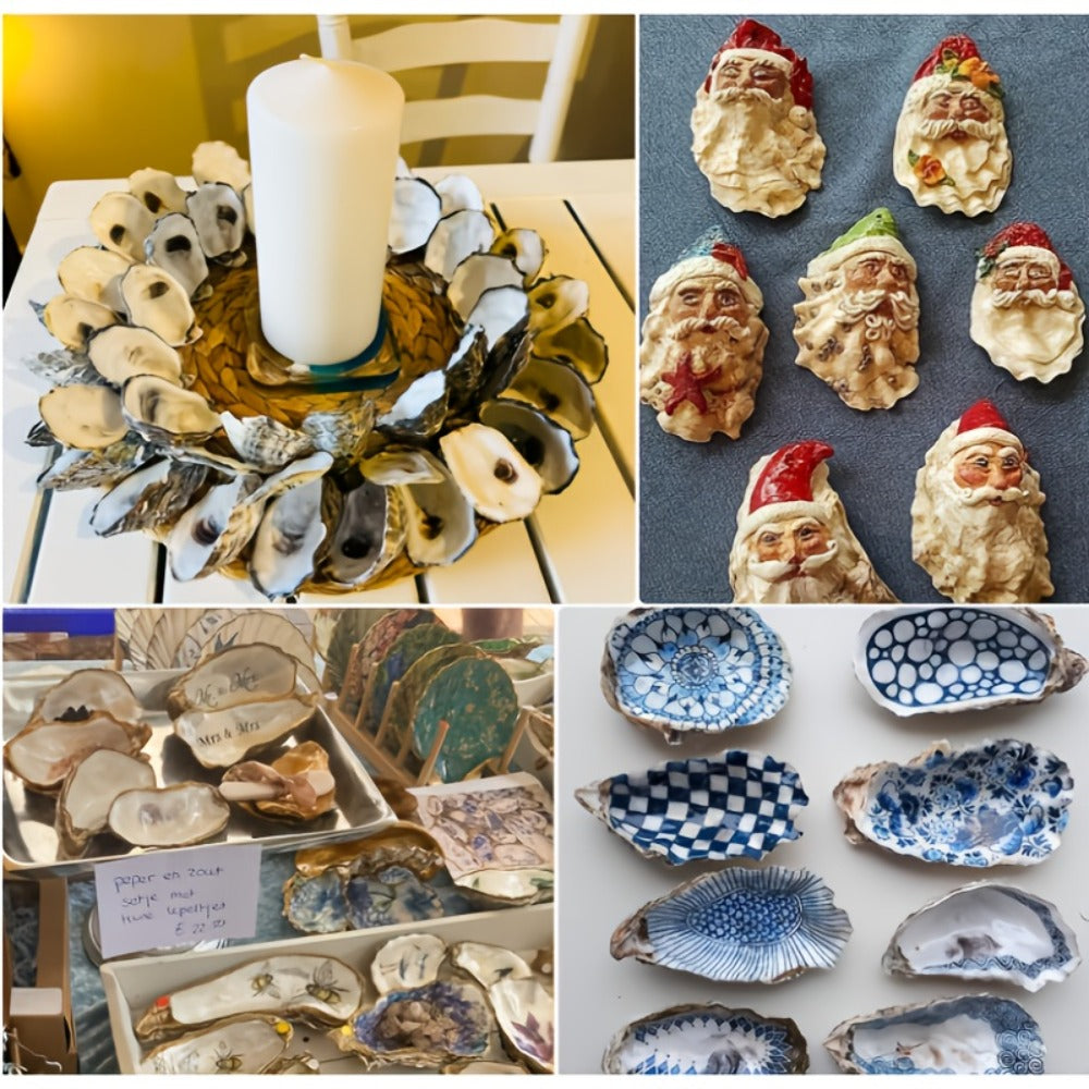 Natural Flat Oyster Shells for Crafts ¨C 17pcs 3-5in Disk Shaped Sea Shells, Vase Filler, DIY Arts & Crafts, Christmas Ornaments, Home Decor, Beach Wedding Decoration