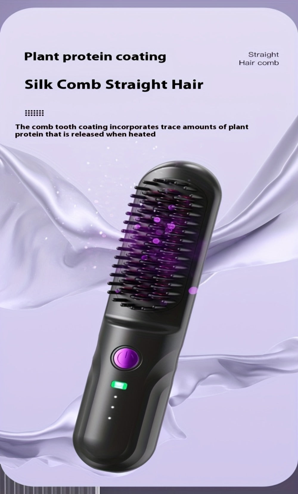 Wireless Hair Straightener Comb - Portable Cordless Straightening Brush with 3-Min Fast Heat, 3 Temp Settings 170-190¡ãC, Negative Ion Technology, 3D Comb Design, Lightweight Travel Hair Straightener