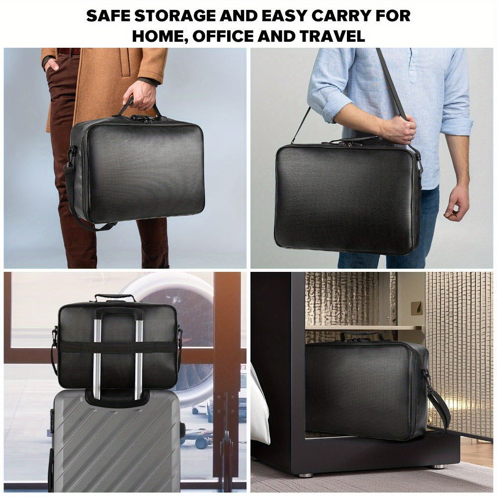 Fireproof Document Bag with Combination Lock - 17x11.8x5 Inch Waterproof File Organizer, 2000¡ãF Fireproof, Multi-Layer Storage for Passport Cash Laptop, 3 Carry Methods, for Travel Home Office, Black/Pink/Blue