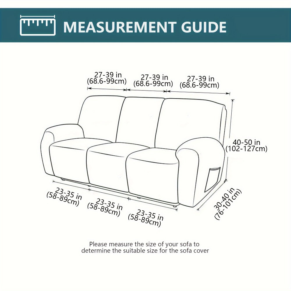 Jacquard Stretch Sofa Recliner Cover Big Leaves - High Stretch Soft Washable Slipcover for 1 2 3 Seat Loveseat with Console Furniture Protector Home Decor, 6 Colors