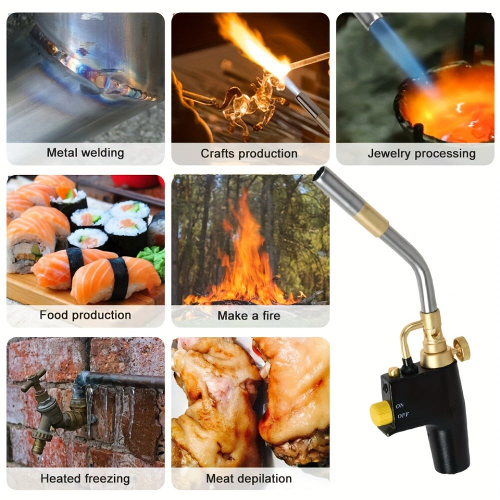 Trigger Start Propane Torch Head, High Intensity Flame MAPP Gas Torch with Instant On/Off Trigger, Adjustable Flame Control, Piezo Ignition, for Soldering Brazing Welding Heating Searing Sous Vide