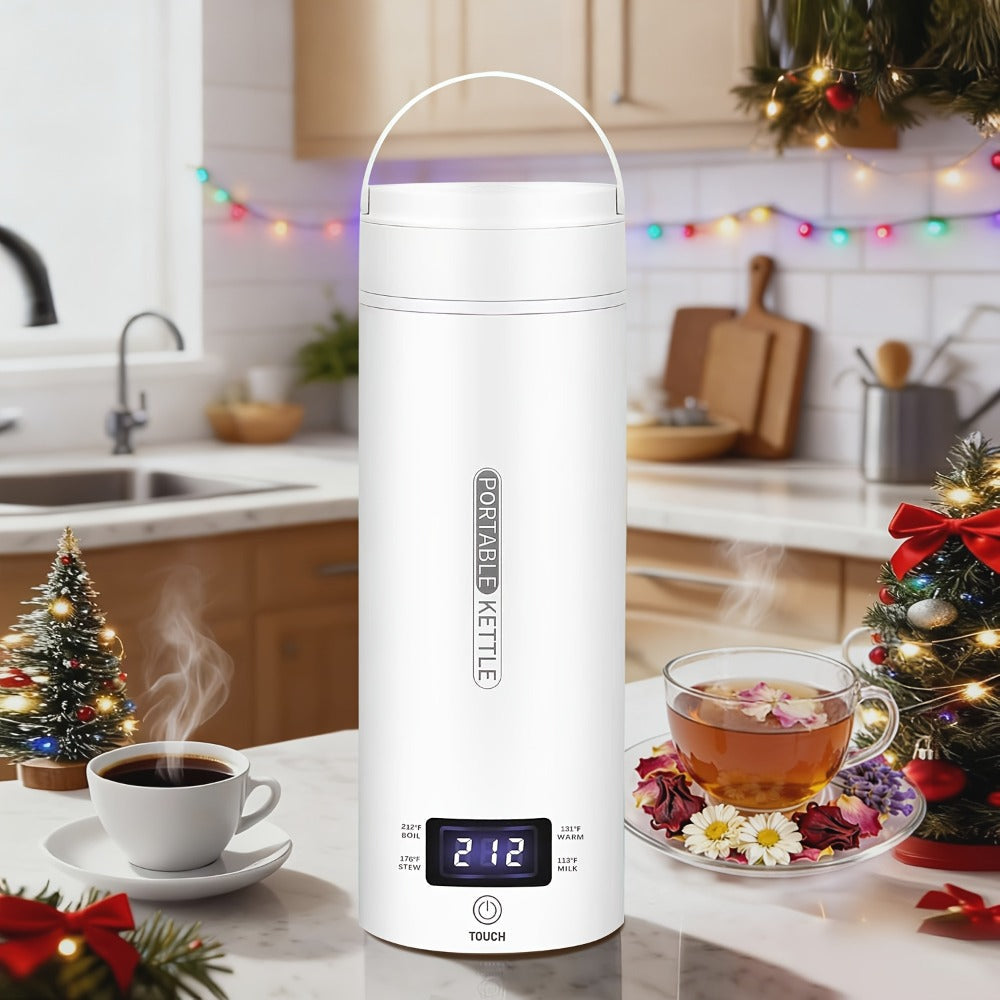 Travel Electric Kettle Mini Portable 304 Stainless Steel 4 Temperature Settings Auto Shut-Off Boil-Dry Protection BPA-Free Water Boiler for Tea Coffee White Black Pink