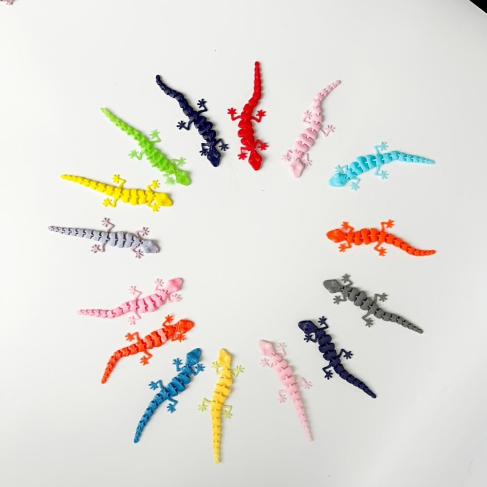 3D Printed Gecko Statues Set 101pcs Miniature Lizard Figurines Home Decor Desk Ornaments Lucky Charm Collectible Sculptures Gift for Mom Dad Birthday Holiday